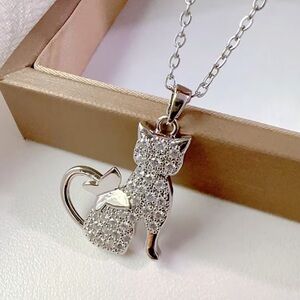 Silver plated Cat Pendant Necklace